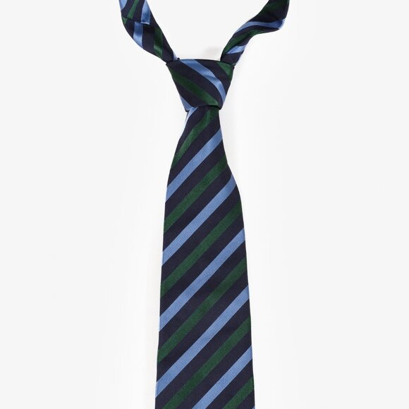 Prada Blue/Green Striped Silk Tie - Picture 2 of 5